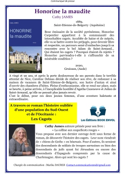 Couverture de Honorine la maudite par Cathy James