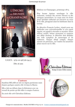 Couverture de L'énigme des brumes de Chamapgne par Sandrine Belair