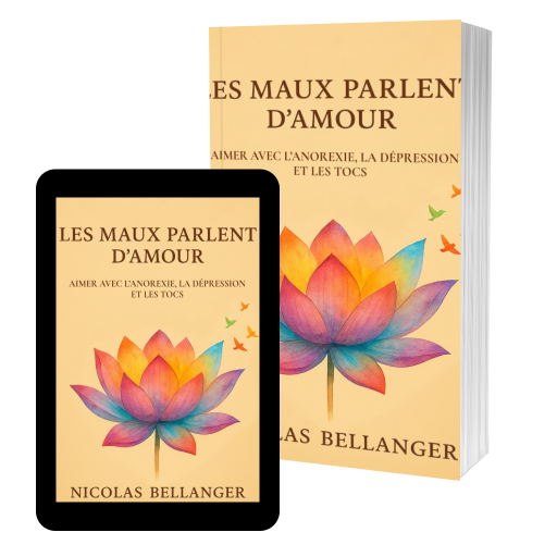 Couverture de les maux parlent d'amour ( aimer avec l'anorexie, la depression et les tocs) par bellanger nicolas
