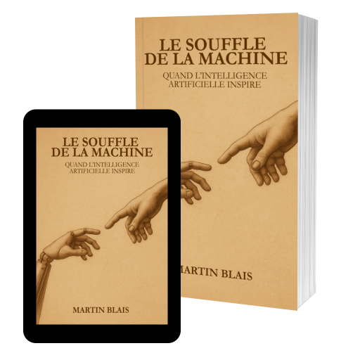 Couverture de Le souffle de la machine: Quand l'intelligence artificielle inspire par Martin Blais
