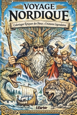 Couverture de Voyage Nordique : Coloriages &Eacute;piques des Dieux et Cr&eacute;atures L&eacute;gendaires par S. Carter